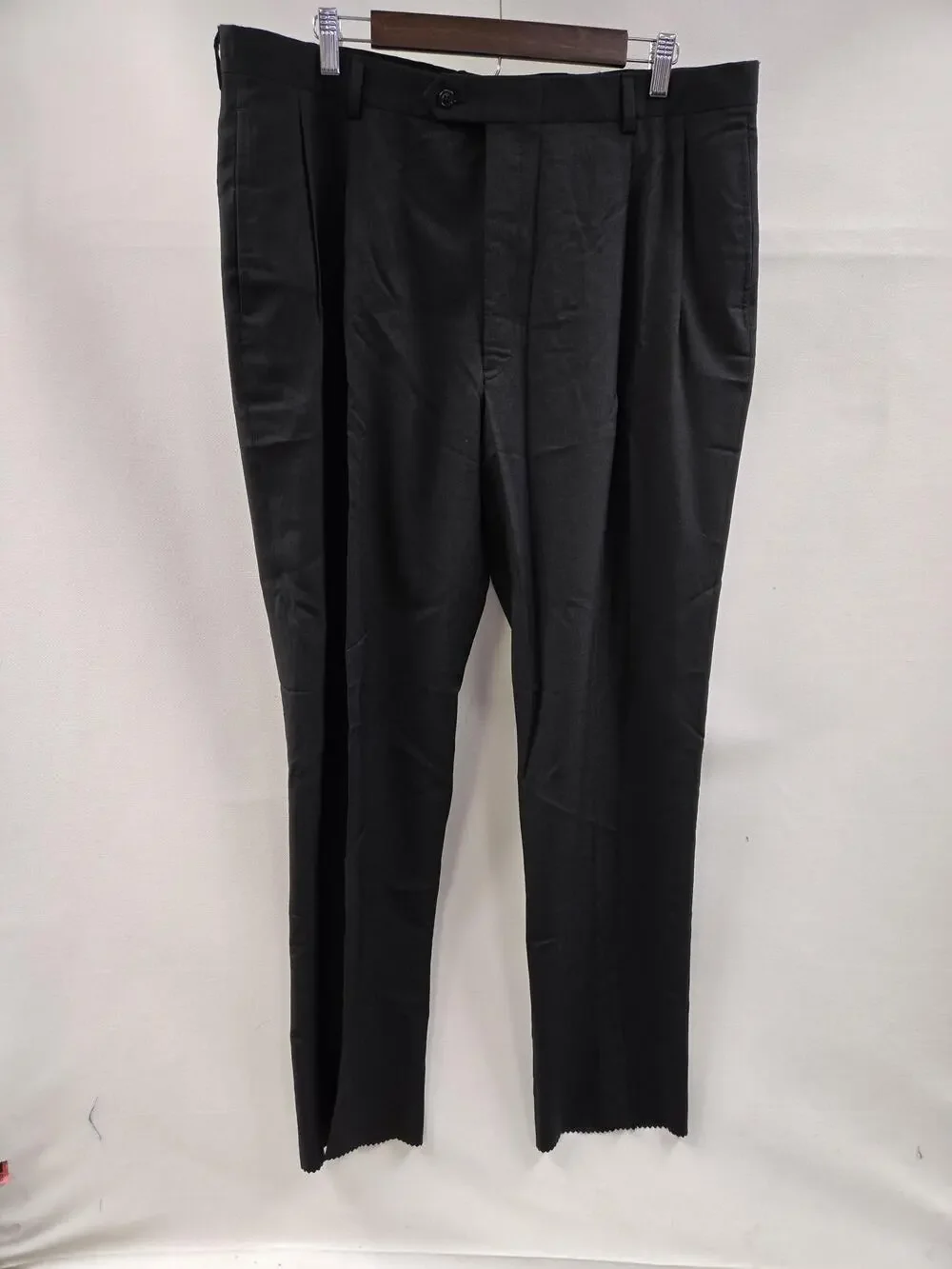 Fairfield 412 Dress Pants Mens 39 Charcoal Wool Super 100s Pleated Unhemmed
